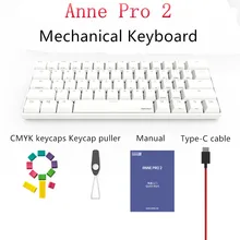 Anne Pro 2 Bluetooth 4.0 60% Mechanical Keyboard 61Keys Wireless Type-C Wired RGB Backlit Mini Gaming Keyboard Gateron Switch