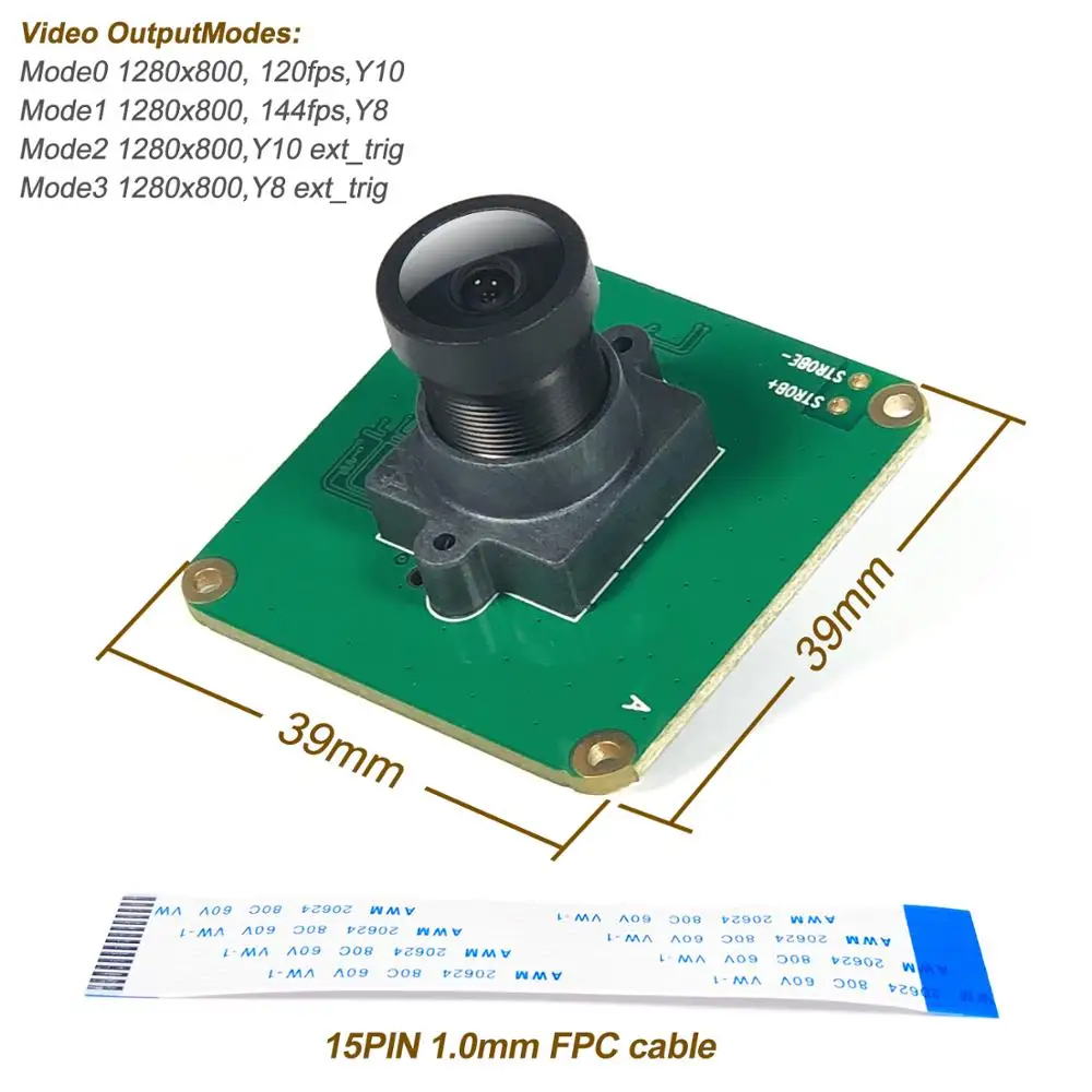 Raspberry Pi промышленная камера OV9281 монохромный Глобальный датчик затвора 1 мпиксель