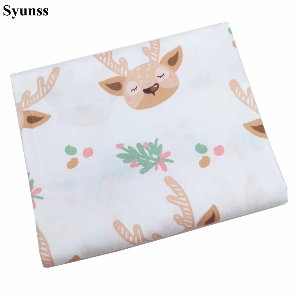 Syunss мультфильм олень с цветочным принтом Хлопок Ткань DIY ткани лоскутное одеяло шитье детские игрушки постельные принадлежности стеганый Tecido ткань