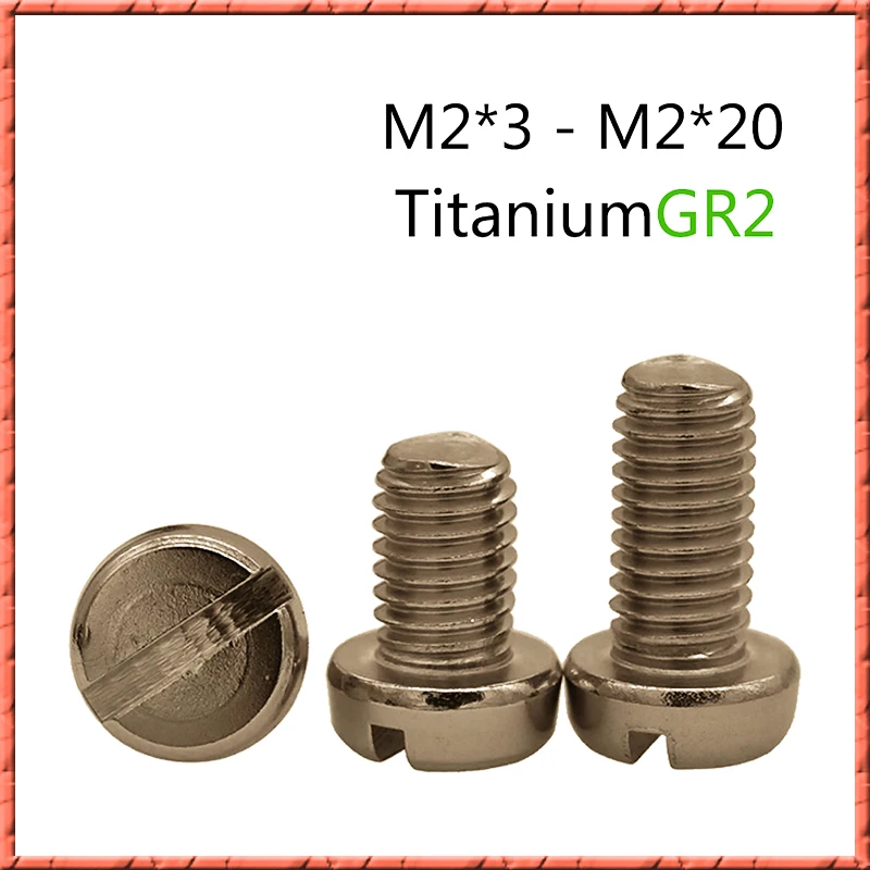50 шт./лот чистый титан M2 * 3/4/5/6/8-18/20 GR2 круглая головка цилиндрическая шлицевая