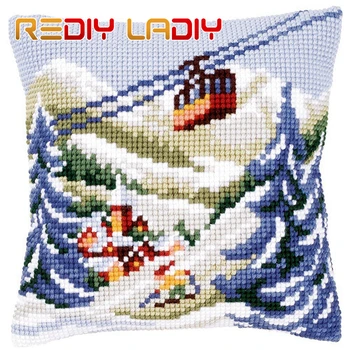 

Cross Stitch Cushion Garden Boots Make Your Own Pillow Crafts Chunky Cross Stitch Kits Printed Canvas Acrylic Yarn Pillow Case