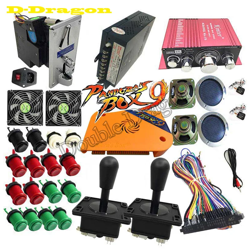 US $129.99 Pandora box 9 DIY arcade game cabinet machine kit jamma Version 1500 in 1 with burtton Happ joystick coin acceptor amplifier