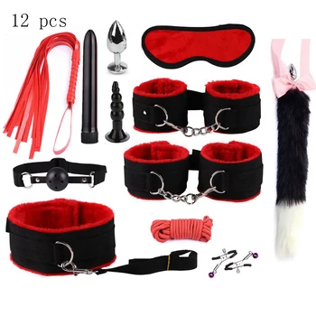 Nylon Exotic Sex Products For Adults Games Bondage Gear BDSM Kits Handcuffs Sex Toys Whip Gag Tail Plug Women Sex Accessories 1