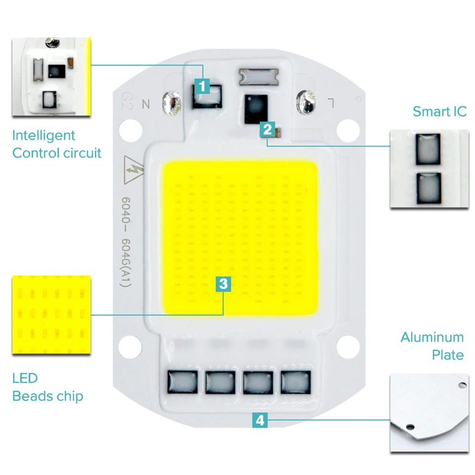 COB LED Lamp Chip Diode Grow Plant Light LED Beads Lamp Box 6PCS/lot AC 110V 220V 10W 20W 30W 50W Full Spectrum No Need Driver