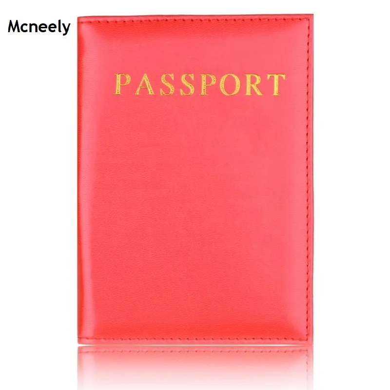 Красный MCNEELY, Модные обложки для паспорта, для путешествий, из искусственной кожи, ID Bank, сумка для карт, для мужчин и женщин, защита для паспорта, бизнес держатель - Цвет: Красный