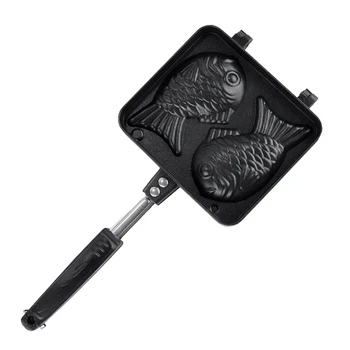 

Non-Stick Biscuit Cake Bake Bakeware Kitchen DIY Dessert Cooking Pancake Pan 2 Molds Taiyaki Fish Shaped Waffle Maker