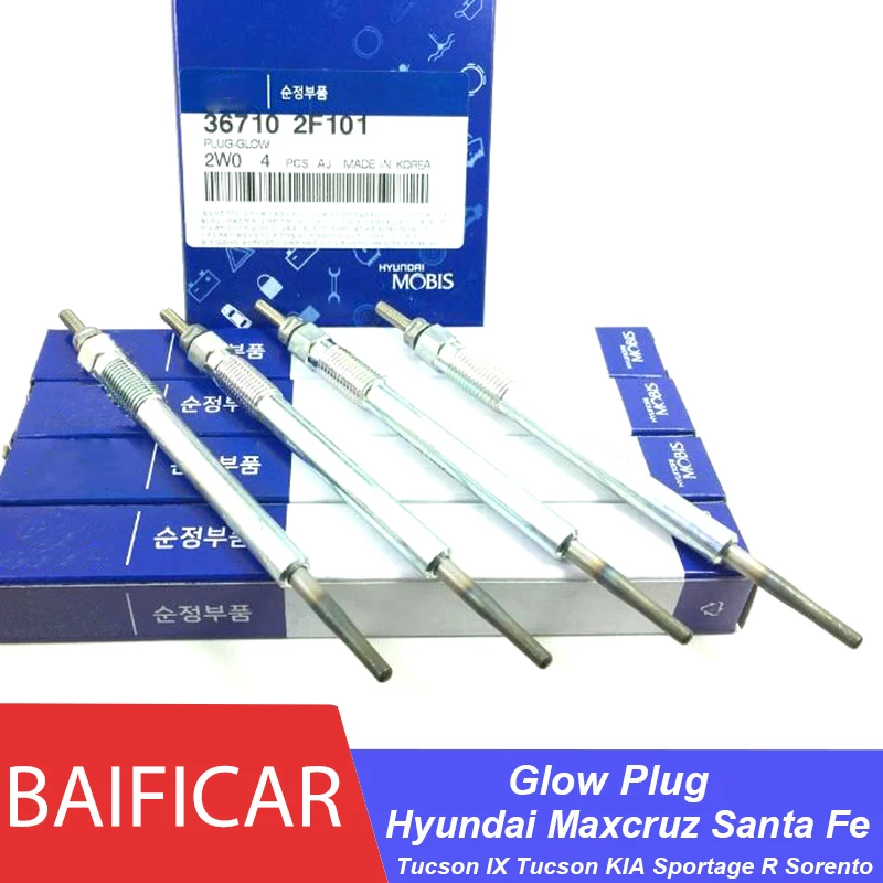 Baificar Brand New Genuine 4 Pcs Glow Plug Set Heater For Hyundai Maxcruz Santa Fe Tucson Ix