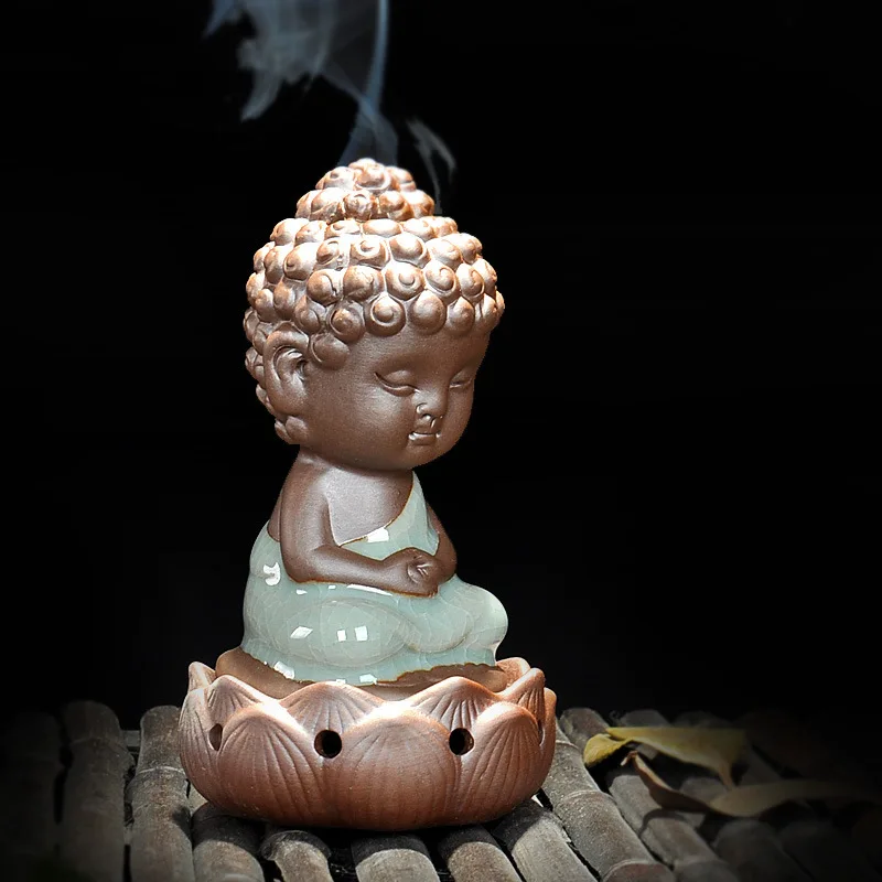 Держатель для благовоний Encens Celadon печь для ароматических печей полый курильница медитация маленький монах есть буддийские керамические Ta