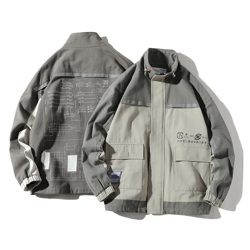 

2019 New Style Japanese-style Popular Brand Coat Men's Autumn And Winter Printed Loose-Fit Stand Collar Tooling Jacket Men's Cas