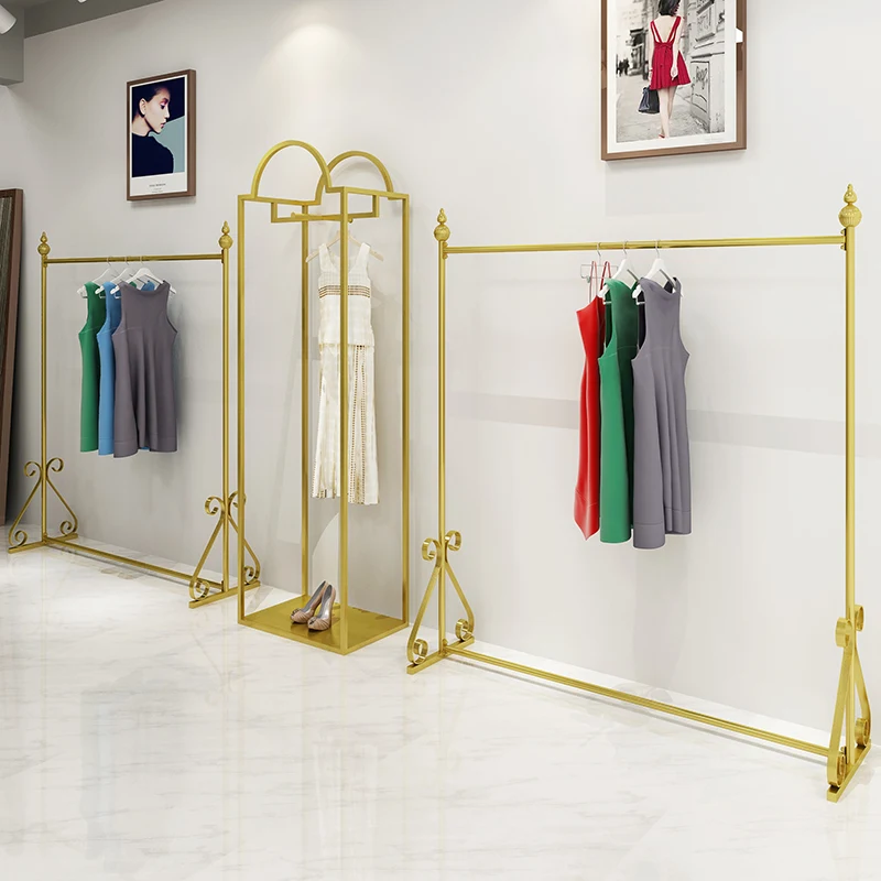 NICE NEW arrival high level Clothing store display stand gold