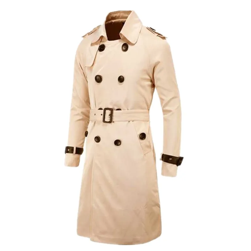 

2020 autumn and winter windbreaker jacket exquisite coat belt European and American long double-breasted windbreaker men's