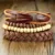 Vnox Mix 3-4Pcs/ Set Braided Wrap Leather Bracelets for Men Women Vintage Poker Charm Wooden Beads Ethnic Tribal Wristbands 16