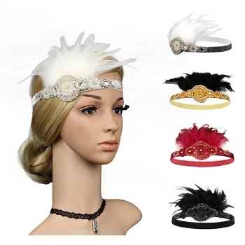 

Headwear Women's Elegant Hat Strap Flower Feather Party Hat Hair Clip Headband Accessory Headwear For Chemo Hairband Women