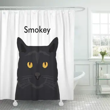 

Shower Curtain Pet Custom Name Cat Customizable Black Lady Home Decor Waterproof Bath Bathroom Curtains Set with Hooks