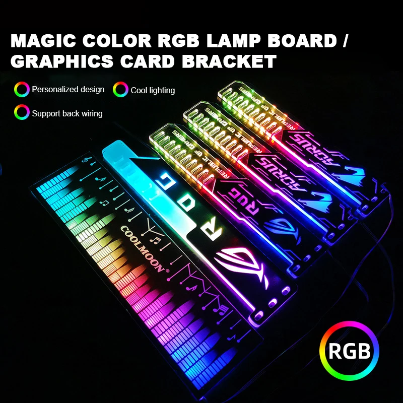 Coolmoon-suporte Rgb Vga para Computador Suporte com Gpu de 5v Pinos Aura Water Cooler Ventiladores e resfriadores - Imagem 2