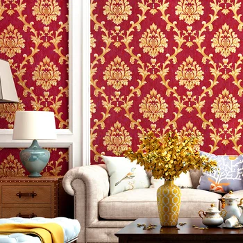 

Colored paper Damascus European 3D waterproof plumbing bedroom living room engineering room TV background wall