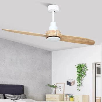 

52 Inch Industrial Vintage Wooden Ceiling Fan with Remote Control Ceiling Fan Lamp without Light 2 Blades Decorative Ceiling Fan