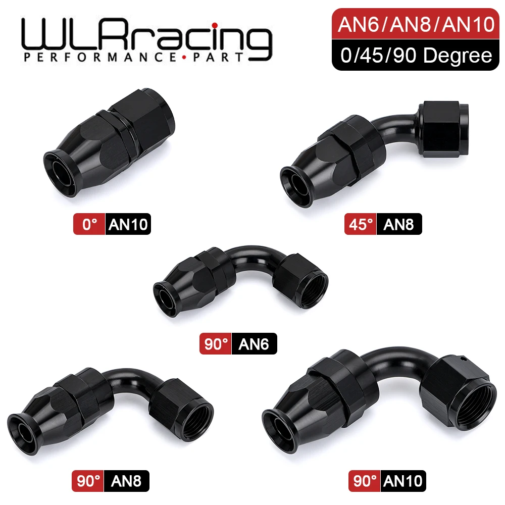 

1 шт. PTEF AN6 8 10 прямой 45 90 градусов многоразовый поворотный концевой фитинг шланга для нержавеющей стали плетеный шланг черный красный синий