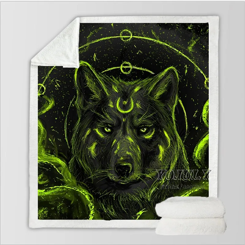 YOJULY Новое одеяло "Fantasy Wolf" harajuku для детей и взрослых с 3D принтом, диване, пододеяльник, теплое постельное белье, модное офисное одеяло для короткого сна K17