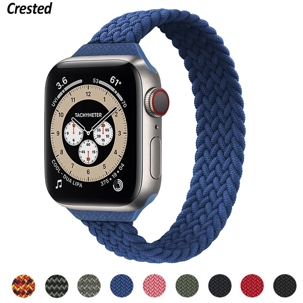 Ремешок соло тонкий плетеный для Apple watch se эластичный тканевый браслет iWatch Series 6 5 4
