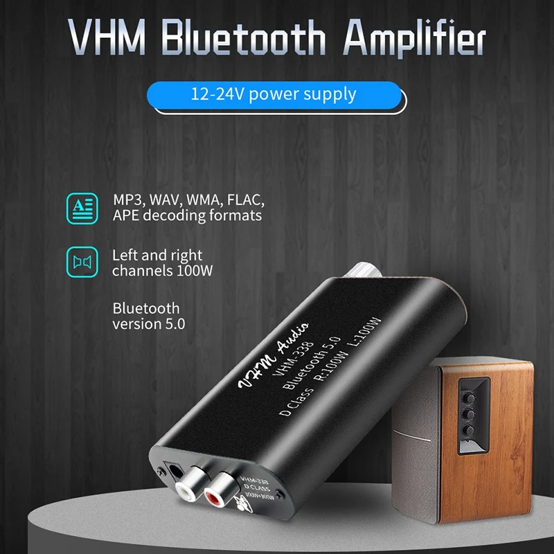 VHM338 Mini Bluetooth 5 0 Digital Amplifier Hifi Stereo Wireless Audio Receiver Power Amp 100W 100W Car Sound Amplifiers