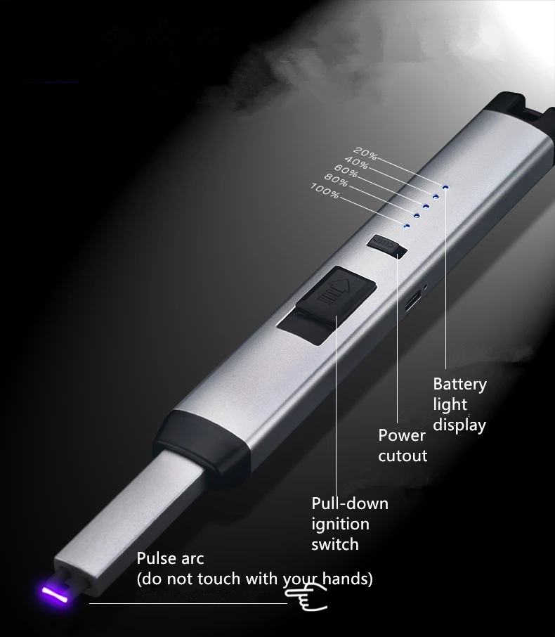 Arc плазменный Электронный USB перезарядка Кухня барбекю мощность дисплей электрическая зажигалка с замком безопасности