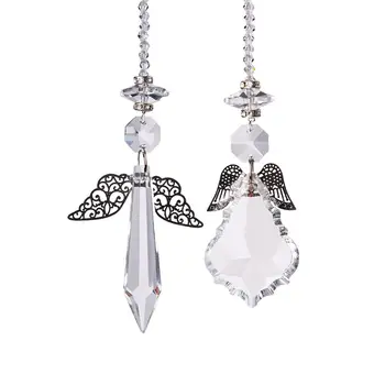 

2020 New Crystal Angel Metal Wings Window Hanging Suncatcher For Garden Rainbow Catcher Prism Window Hanging Wholesale