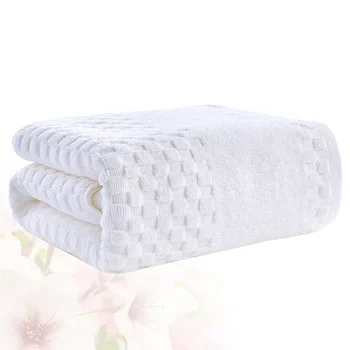 

1pc Pure Cotton Bath Towel Hightly Absorbent Bath Sheet Thicken Shower Towel for Home Hotel Use (White)