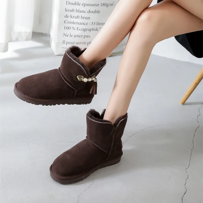 Genuine Sheepskin 2020 Natural Wool Shoes Women Real Sheepskin Women's Winter Woman Snow Boots Women Boots Women Shoes