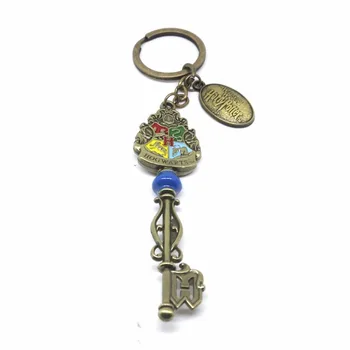 

Movie Potter Keychain Hogwarts School of Witchcraft and Wizardry Gryffindor Fashion High quality Key Shape Pendant Metal Keyring