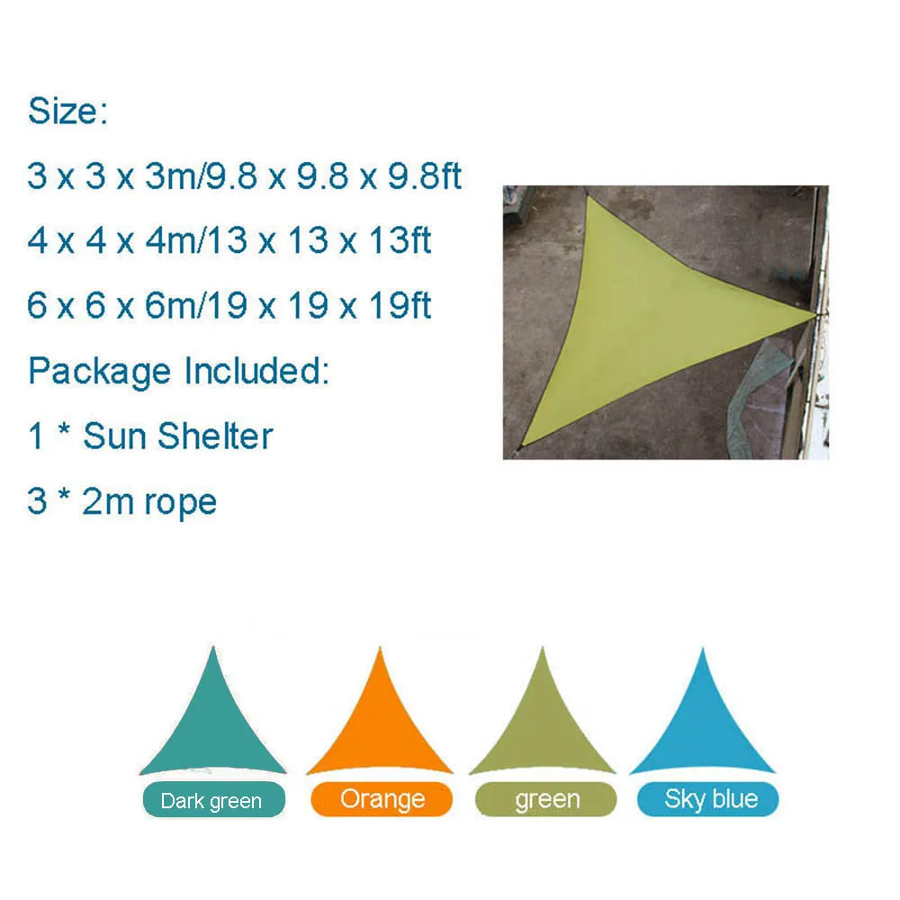 6x6x6 м анти-УФ тент укрытие от солнца треугольный тент уличные укрытия зонт из водонепроницаемого брезента пляжный зонтик сад автомобиль кемпинг