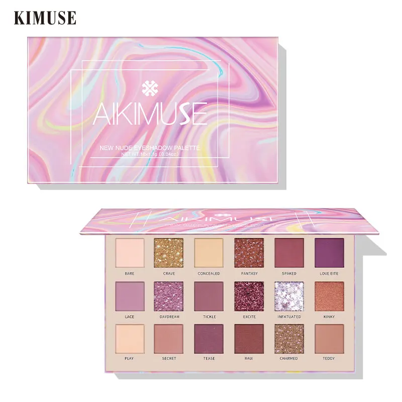 

KIMUSE Rose Nude 18 Colors Eyeshadow Palette Shimmer Glitter Eye Shadow Waterproof Loose Powder Eyeshadow Pigment Smoky Makeup