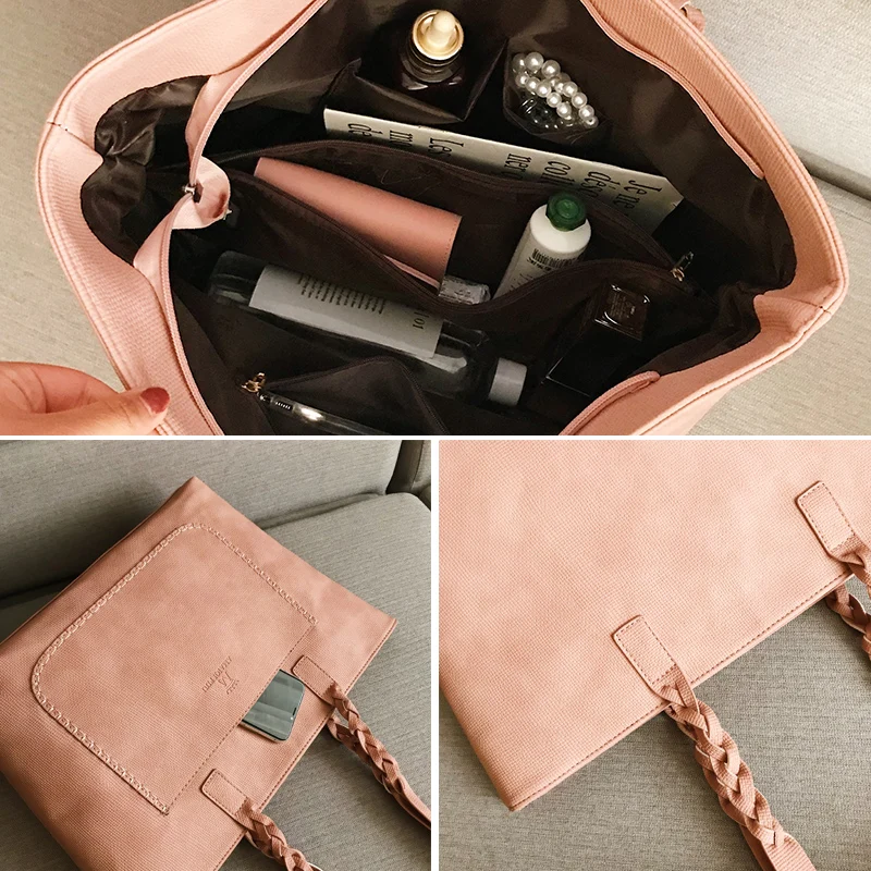 2020 big black womens bag tote bag large capacity leather one-shoulder tote bag with silt pocket women large capacity tote bag