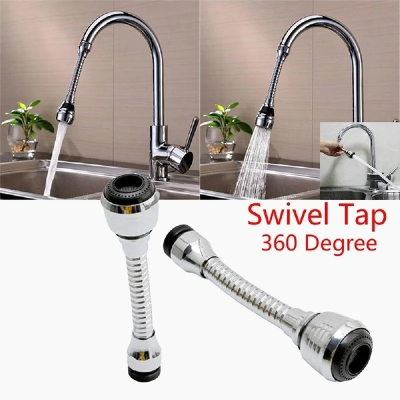 

Swivel Tap 360 Degree Tool Sink Mixer Kitchen Chromed Faucet Nozzle Sprayer Water Saving Aerator Free To Bend Flexible Tap