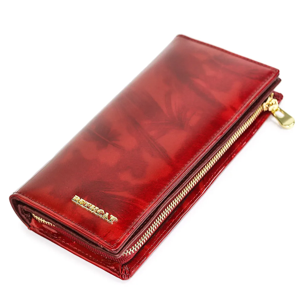 

Beth cat Women"s Wallet Genuine Leather Female Clutch Wallets ID Card Holder Fashion Long Ladies Purse Coin Purses Money Bag