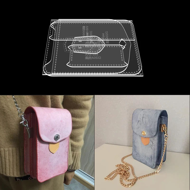 DIY leather craft small Mini crossbody bag High Quality Acrylic cardboard sewing pattern 16*10.5*5cm