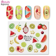BeautyBigBang 4 шт. Набор наклеек для дизайна ногтей фрукт банан персик авокадо украшение изображения обертывания водные наклейки для ногтей стикер s Art BBB032