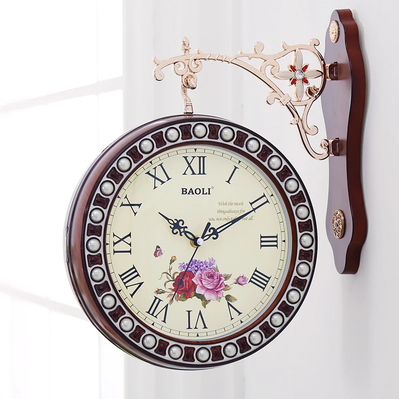 

European Large Double-sided Wall Clock Modern Metal Living Room Creative Two-sided Silent Clocks Wall Home Decor Reloj Gift S463