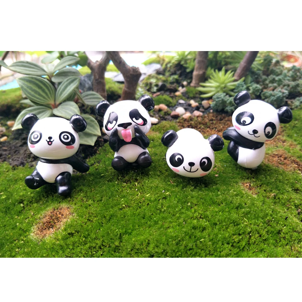 8 Pieces Miniature Bonsai DIY Craft Vase Terrarium Figurine Panda Bear Decor