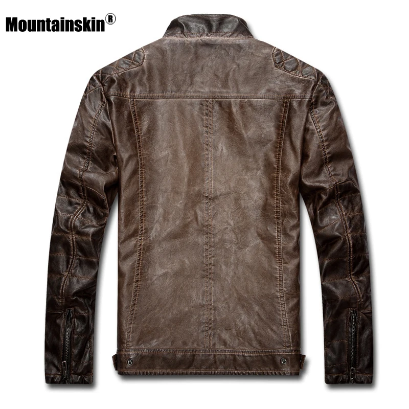 Mountainskin зимняя осенняя кожаная куртка Мужская с подкладкой Байкерская