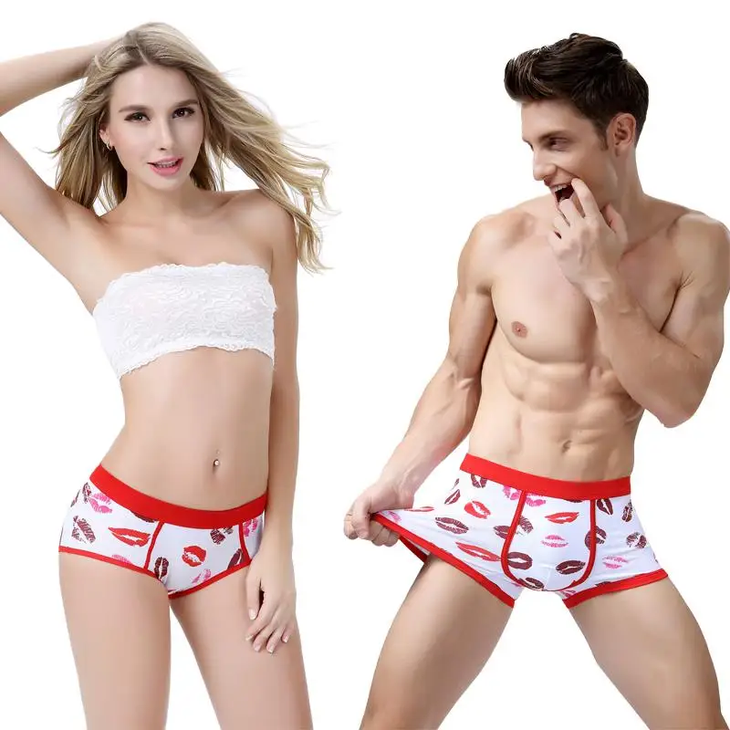 Mignon Couple culotte coton Boxer hommes drôle sous vêtements pour amoureux Couples caleçons boxeurs Homme Shorts dessin animé Cuecas | AliExpress
