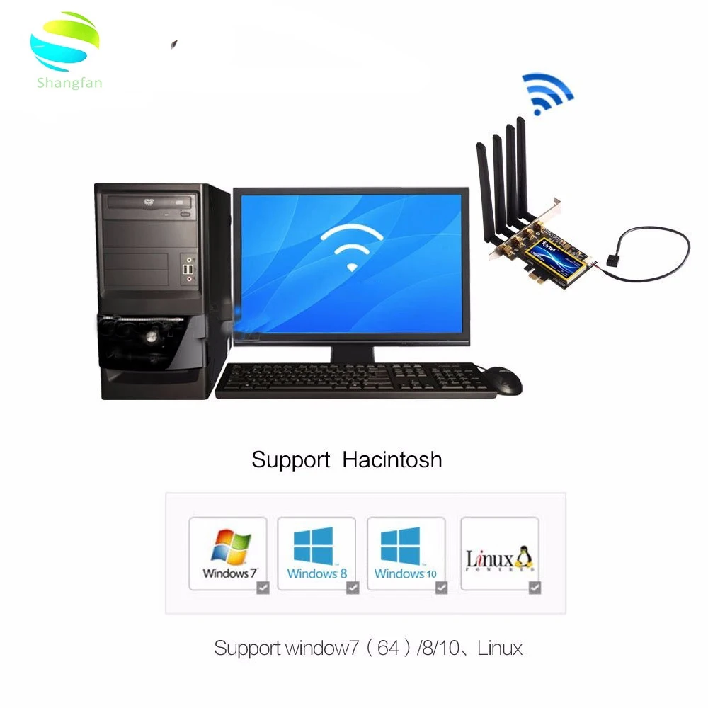 FV-T919 tarjeta Wifi de escritorio PCI-E de doble banda 802.11AC Broadcom BCM94360CD adaptador inalambrico Bluetooth 4,0 Mac OSX