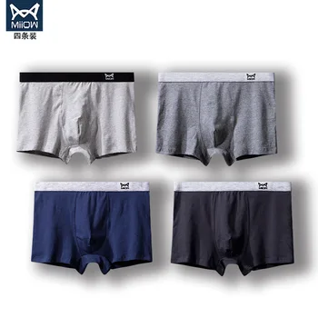 

2020 MiiOW New Style Pure Cotton Men's Knicker Breathable Medium Waist Boxer Four Corners MEN'S Underwear Knicker Slim Fit