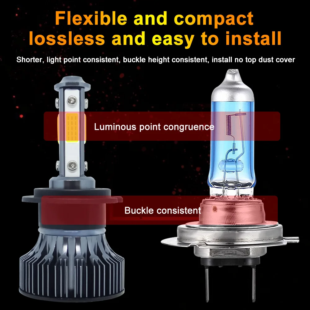 2PCS LED 20000LM 2/4Side Car Headlight Bulbs H11 H8 H9 H7 Headlamps 9005 HB3 9006 HB4 Auto Lamp 6500K 8000K LED Fog Light Bulbs led car lights,led lights,led bulbs,led headlights,led car headlights,car headlamps
