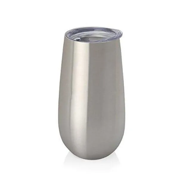 stainless stee 20 шт 6 унций чашки для яиц бокалы для вина тумблеры stemless розовое золото из нержавеющей стали двойные стенки вакуумные крушки термос с прозрачная крышка - Цвет: stainless stee