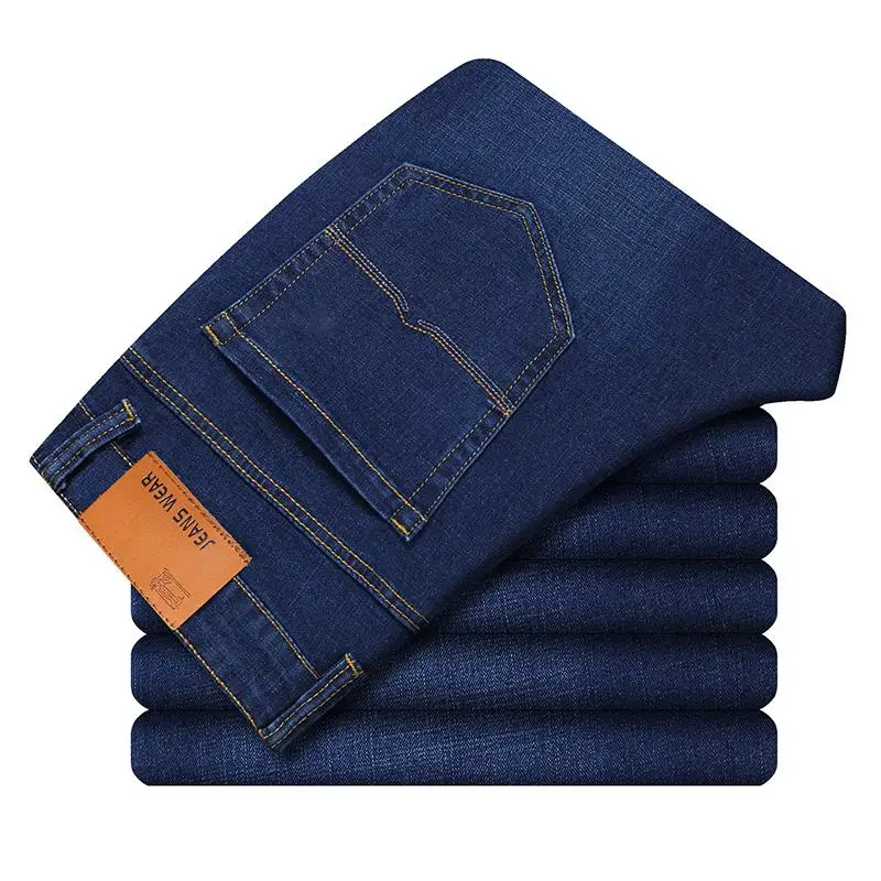 Men's Slim Fit Jeans Fashion Business Classic Style Stretch Jeans Denim Pants Casual Trousers Male Black Blue - Цвет: 1117 Blue