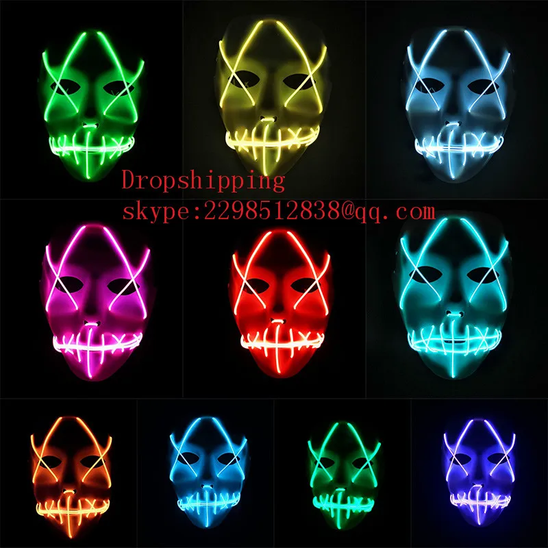 

Halloween Luminous Full Face Covered Mask Glowing Voice Control Cosplay Party Mask