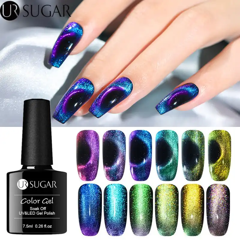 ウル砂糖 7 5 ミリリットル 9d猫目ネイルジェルポリッシュカメレオン磁気uvジェルニス 5d紫 青ソークオフuv Ledネイルアートジェル ワニス ネイルジェル Aliexpress