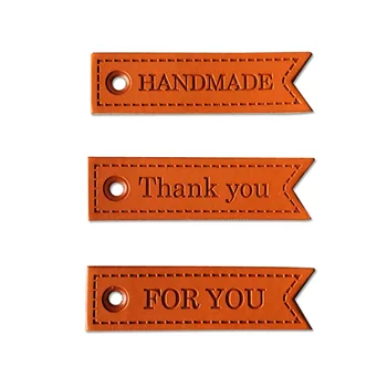 

HANDMADE PU leather hang tags for clothing leather labels with thank you logo hang leather tag with for you gift leather labels