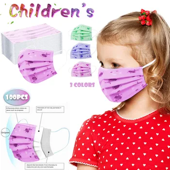 

200/100Pcs Kids Desechable Mascarill Men Women Cartoon Mask 3 Ply Nonwoven Face Masks For 3-12 Age Children Boys Girls #Y5